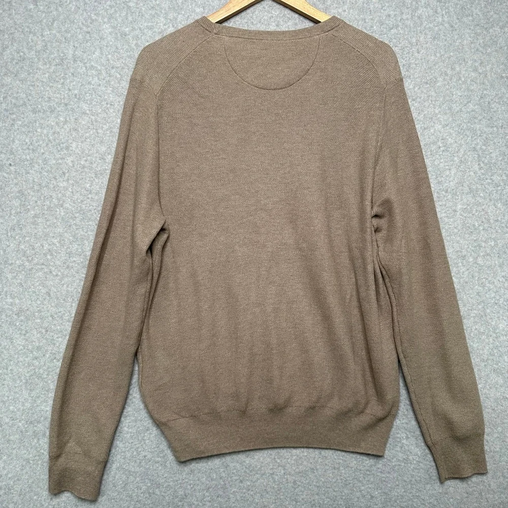 Polo Ralph Lauren Mens Brown Birds Eye Knit Cotton Crewneck Sweater Large NEW